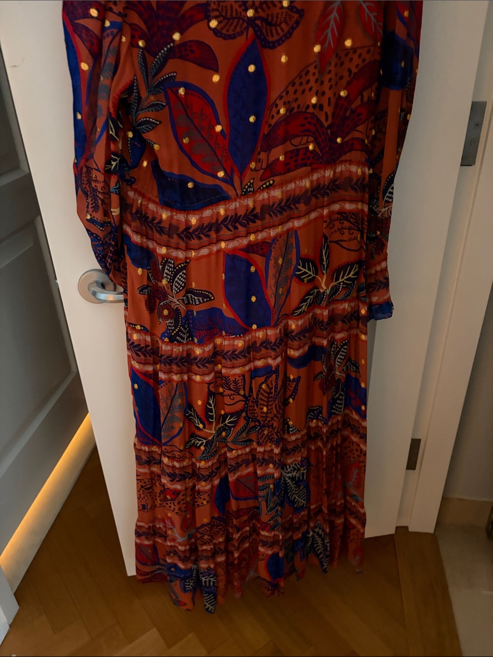 FARM Rio Rust Maxi Dress with Blue Leaf Print - Picture 8 of 8
